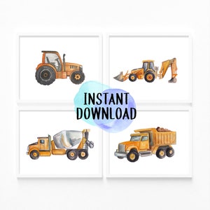 Printable Construction Trucks Nursery Wall Art