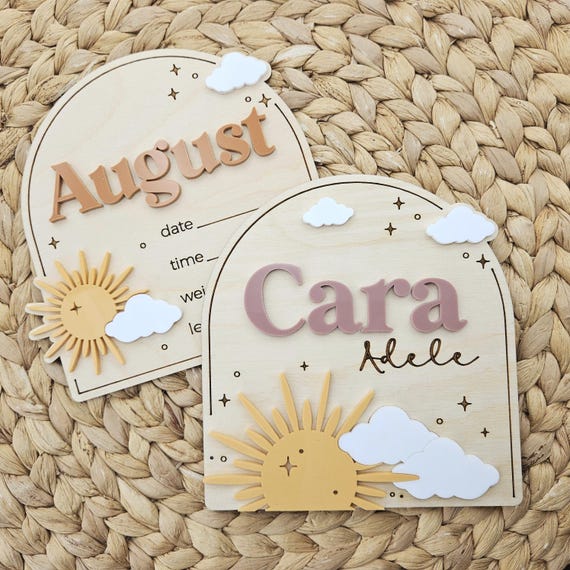 Sunshine Baby Birth Announcement Sign | Laser Cut Baltic Birch