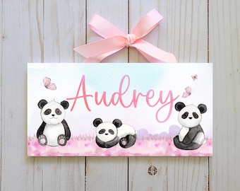 Personalized Panda Name Sign | Watercolor Nursery Decor