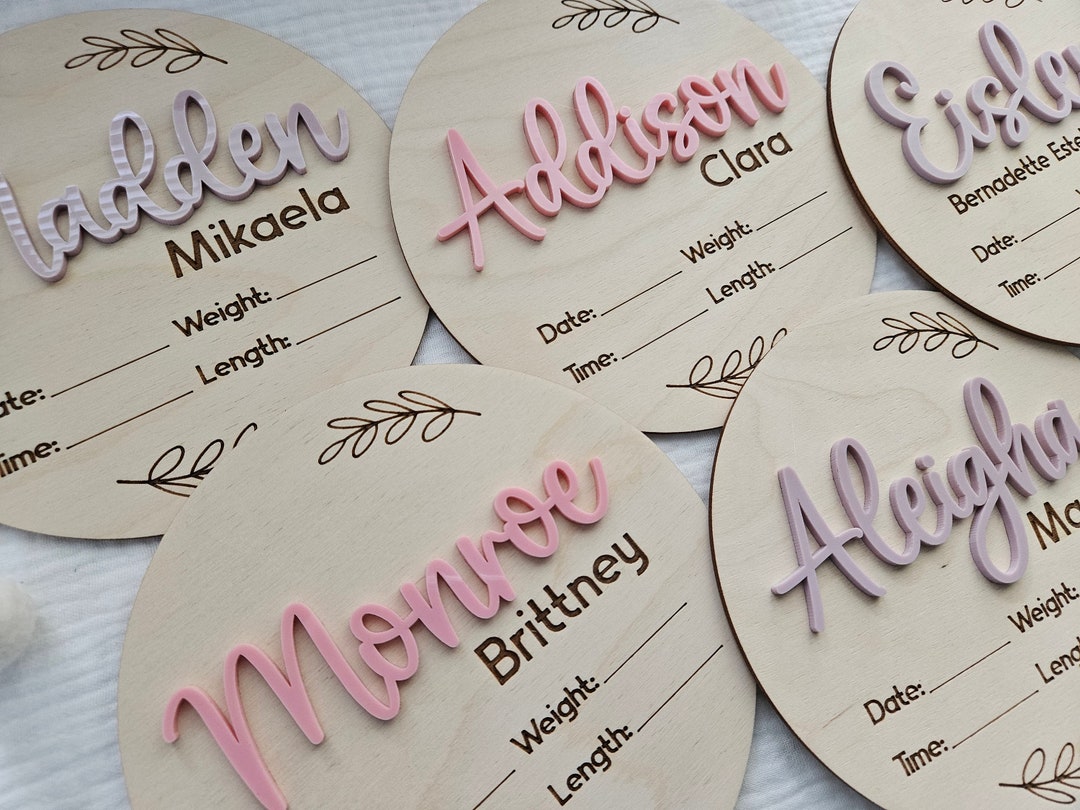 Newborn Birth Disc Birth Announcement Name Sign Birth Stats Baby ...