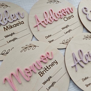 Newborn Birth Disc | Birth Announcement Name Sign |  Birth Stats Baby Arrival Announcement Sign | Wood Hospital Sign