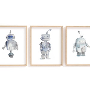 Watercolour Robot Print Set