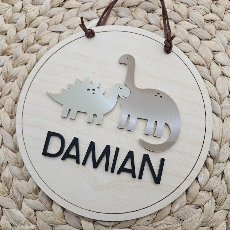 Dinosaur Bedroom Door Name Sign | Children's Name Sign | Name Plaque for Door | Dinosaur Name Sign image 2