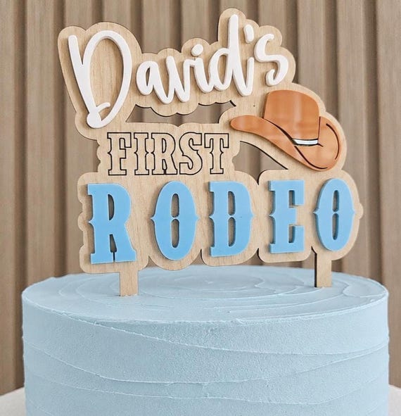 Personalized First Rodeo Cake Topper | Cowboy Wild West Birthday