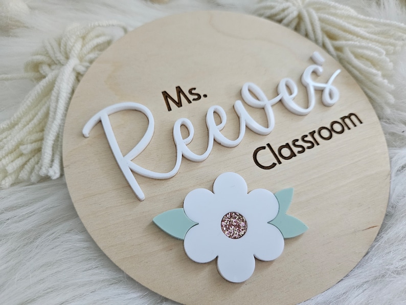 Personalized Teacher Door Plaque Daisy Teacher Name Sign Classroom Door Sign Gift for Teacher image 6