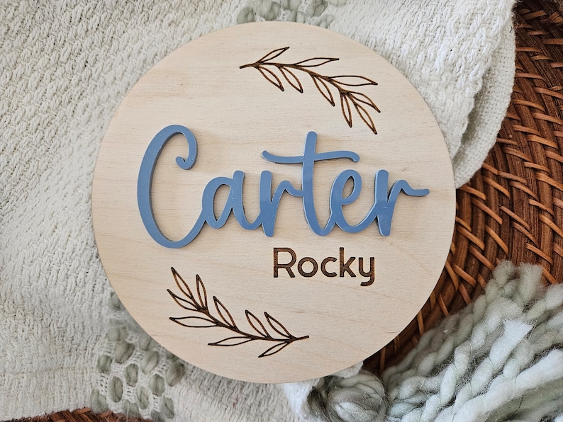 Personalized Newborn Birth Disc Birth Announcement Name Sign Double-Sided Hospital Sign with Birth Stats Baby Photo Prop image 10