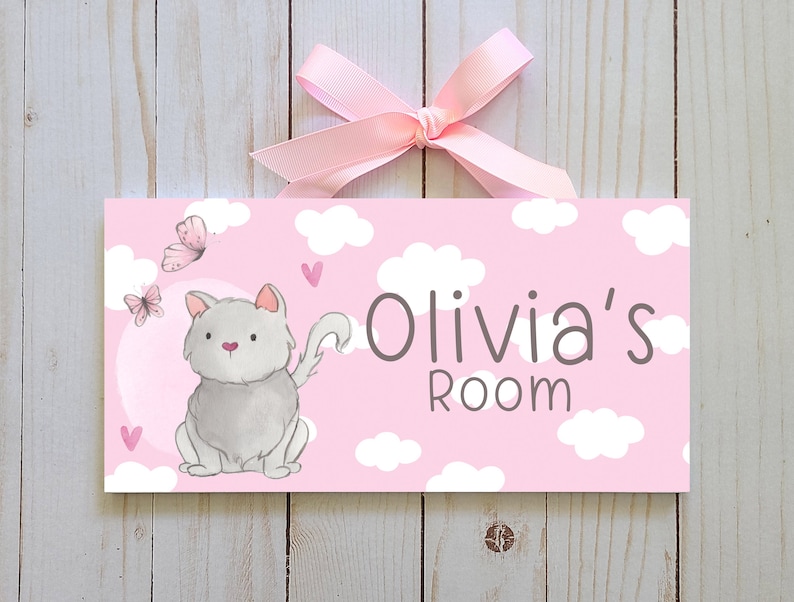 Cat Children's Bedroom Door Sign | Personalized Name Sign - Etsy
