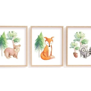 Woodland Animal Watercolour Prints/ Forest Nursery Prints