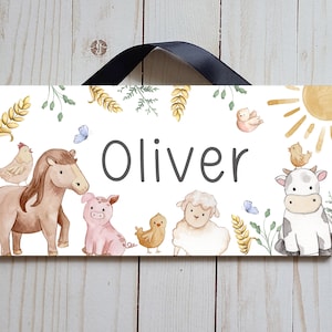 Signe de nom d’animaux de ferme | Panneau de porte pour enfants | Impression d’animaux de basse-cour