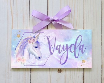 Personalized Unicorn Name Sign/ Galaxy Unicorn Bedroom Door Sign