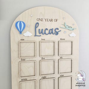 Travel Themed First Birthday Photo Board | First Birthday Photo Frame | Airplane and Hot Air Balloon Birthday Party  | First Birthday Gift