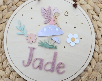 Personalized Fairy Name Sign | Birch and Acrylic Bedroom Door Sign