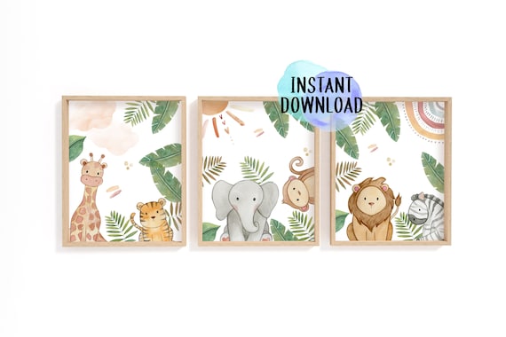 Boho Jungle Animal Printables Digital Download Safari and - Etsy