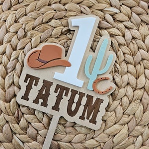 Personalized Cowboy Cake Topper | Cowboy Wild West Birthday Party Cake Decor | Rodeo Cake Topper
