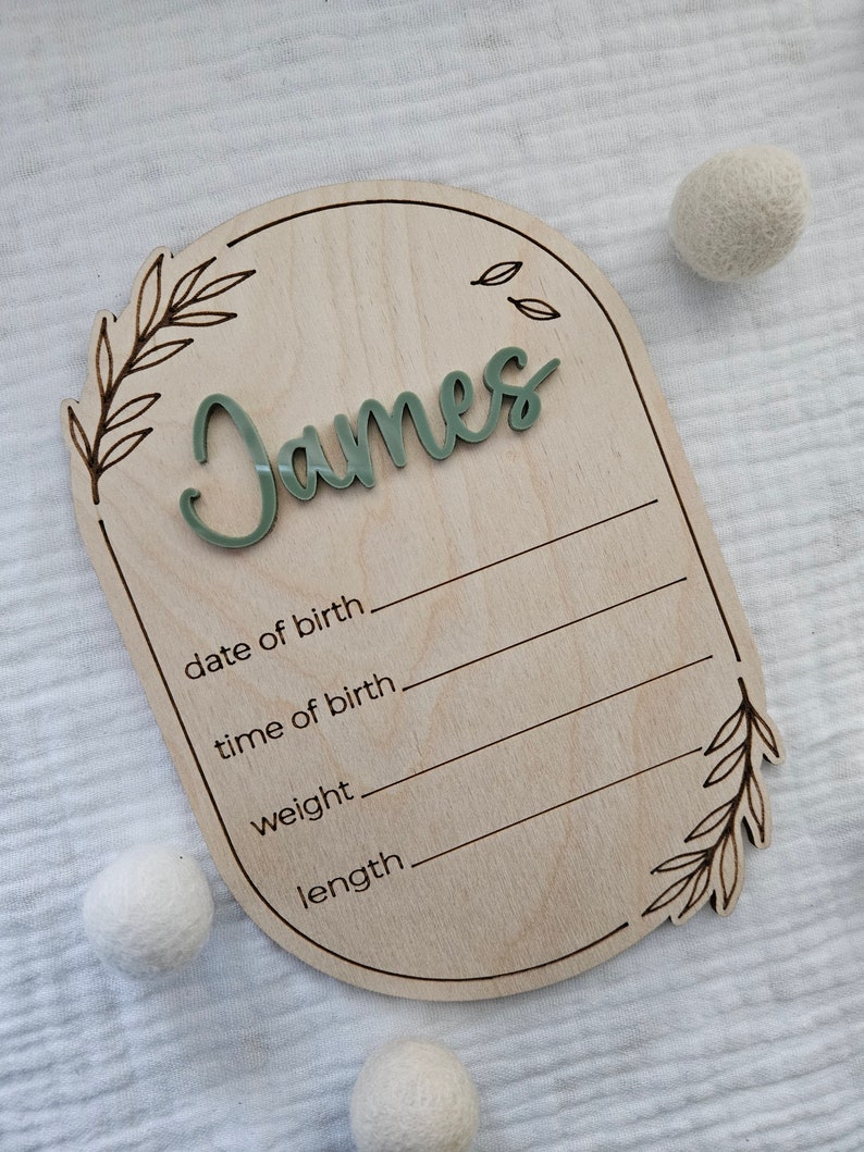 Newborn Name Sign Birth Announcement Sign Birth Stats Baby Arrival Announcement Sign Wood Hospital Sign Baby Photo Prop image 6