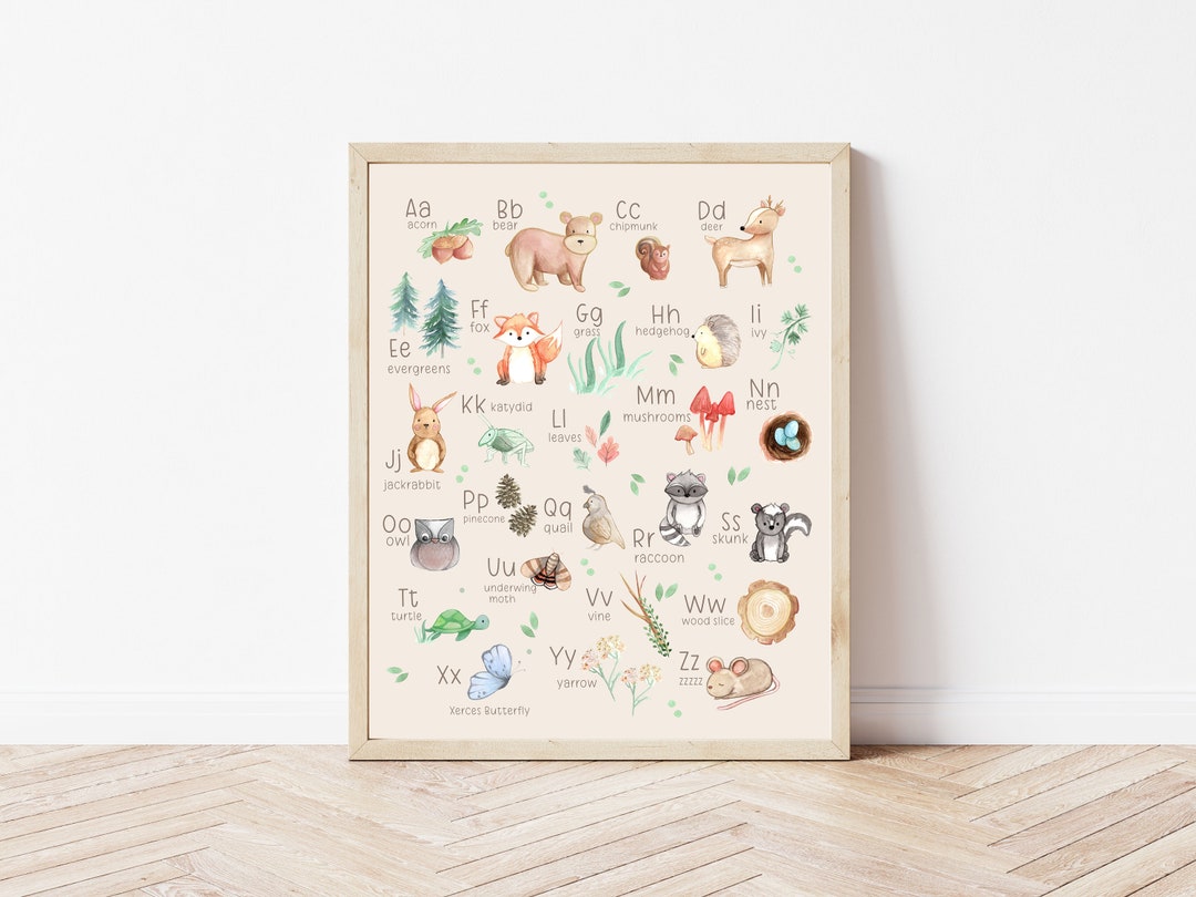 Forest Alphabet Print | Watercolour Alphabet Wall Art | Nursery Print ...