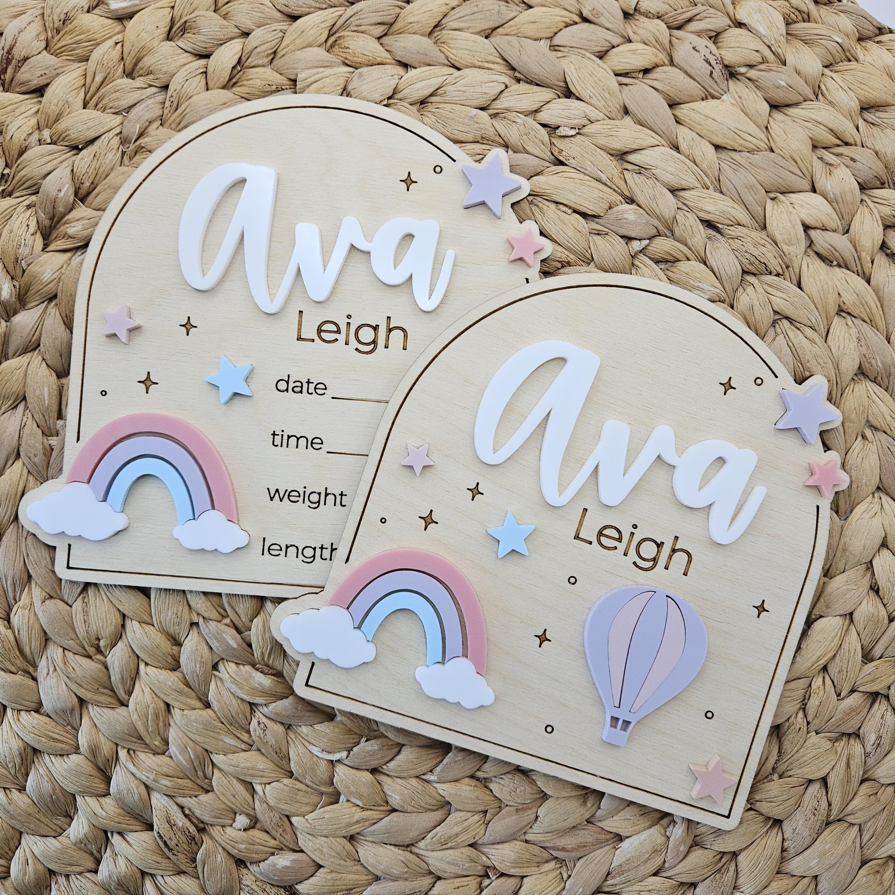 Rainbow Baby Name Sign | Rainbow & Stars Newborn Birth Announcement ...