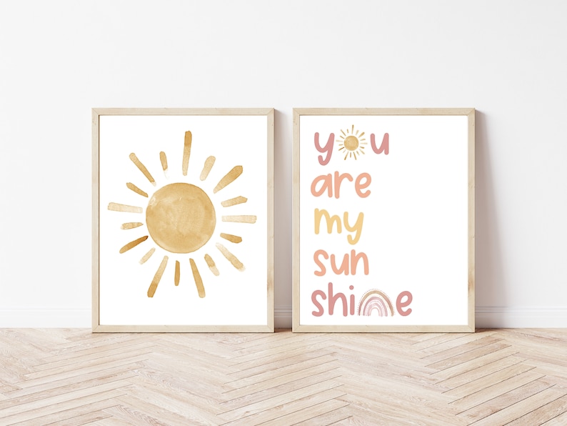 Sunshine Rainbow Nursery Print Set | Watercolor Wall Art - Etsy