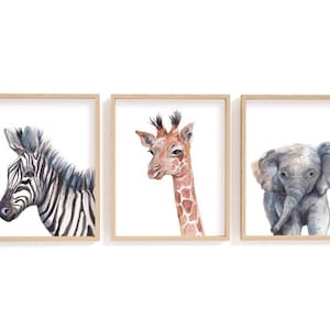 Safari Jungle Animal watercolour Prints | Watercolour Nursery Prints | Jungle Nursery Decor