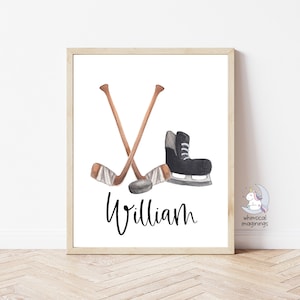 Personalized Watercolour Hockey Print, Personalized Hockey Name Print