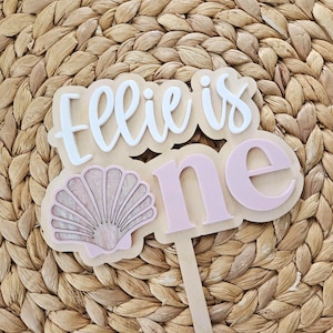 Personalized Mermaid Birthday Cake Topper | Seashell Party Decor