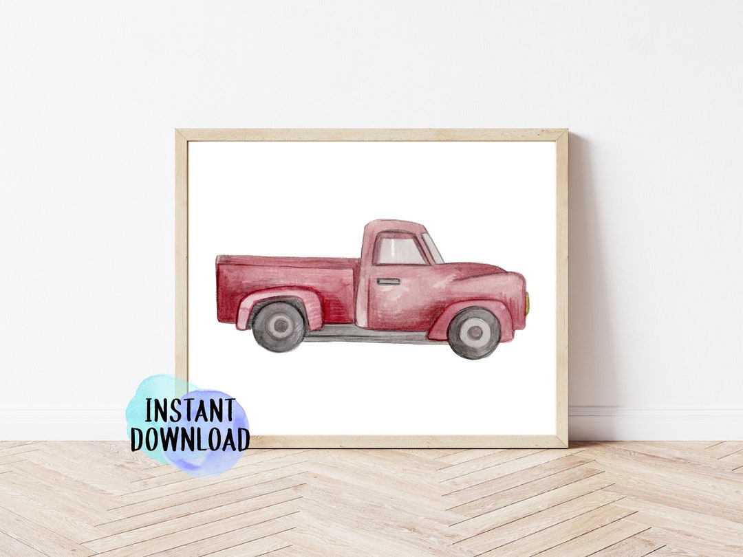 Printable Vintage Truck Art | Truck Digital Download for Nursery or ...