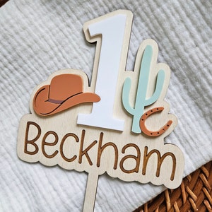 Personalized Cowboy Cake Topper | Cowboy Wild West Birthday Party Cake Decor