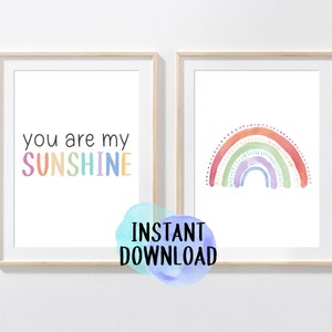 Printable Rainbow Playroom Print/ You are my Sunshine