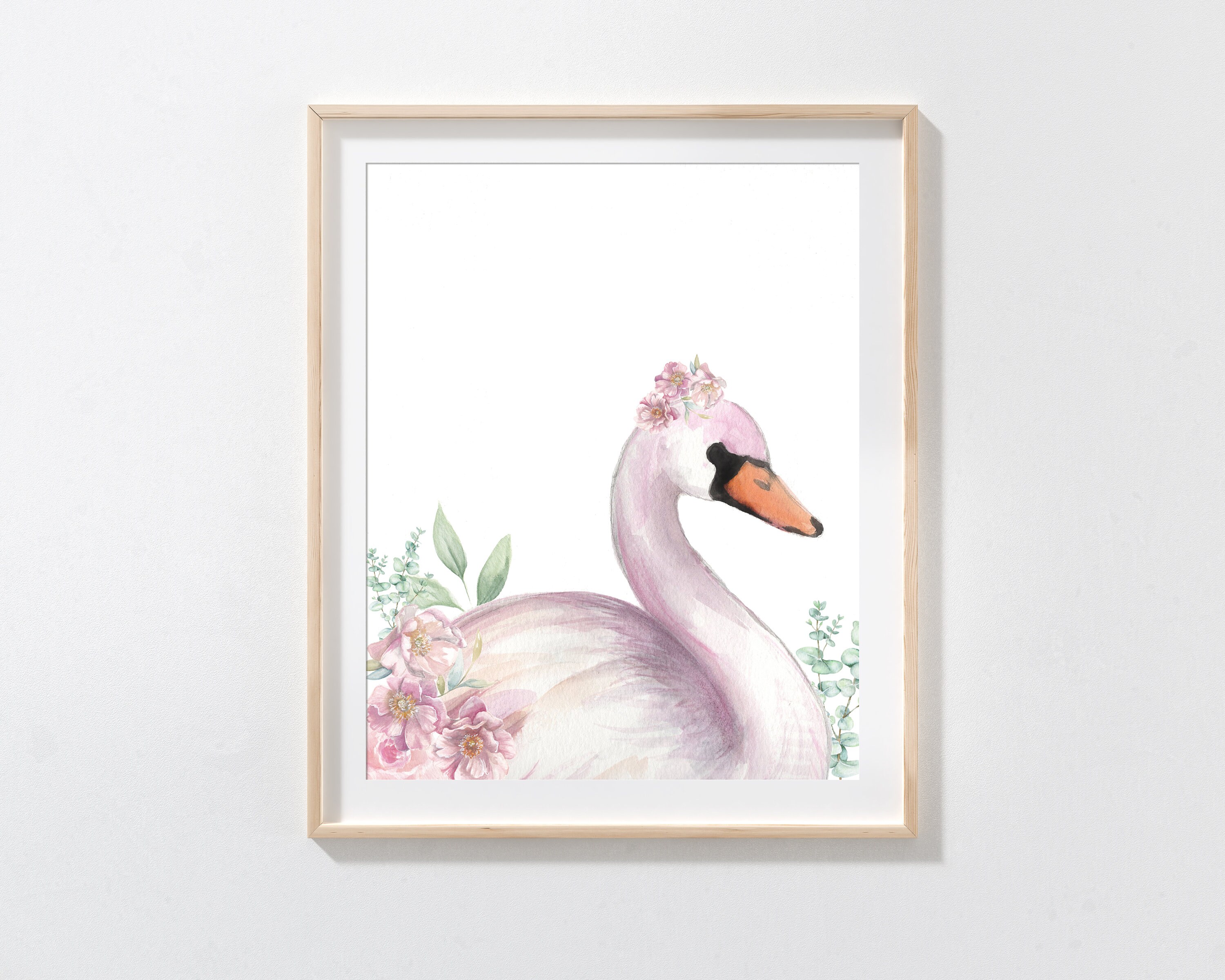Printable Swan Artwork | Floral Swan Print | Digital Download Swan - Etsy