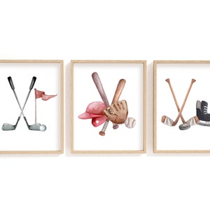 Printable Sports Decor Sports Print Set Print Yourself Hockey, Baseball, Golf image 2