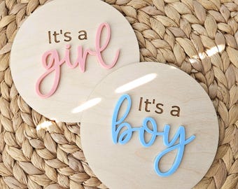 Gender Reveal Photo Prop | It&#39;s a Girl, It&#39;s a Boy Discs | Gender Reveal Announcement Signs