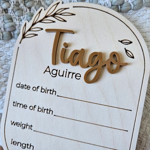 Newborn Name Sign Birth Announcement Sign Birth Stats Baby Arrival Announcement Sign Wood Hospital Sign Baby Photo Prop image 4