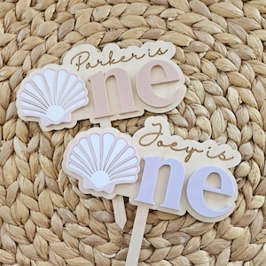 Décoration pour gâteau de premier anniversaire | Décoration de gâteau sirène sous la mer | Décoration océan premier anniversaire | Décoration pour gâteau coquillages