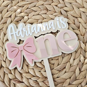 Personalized First Birthday Cake Topper | Bow Themed First Birthday Cake Topper | Bow Party Decor  | One Birthday | Princess Party Decor