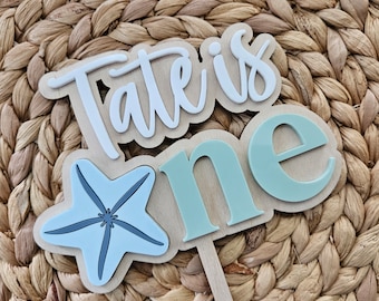 Personalized Under the Sea Cake Topper | Acrylic First Birthday Decor