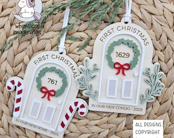 Adorno navideño personalizado para casa nueva / Primera Navidad, número de casa