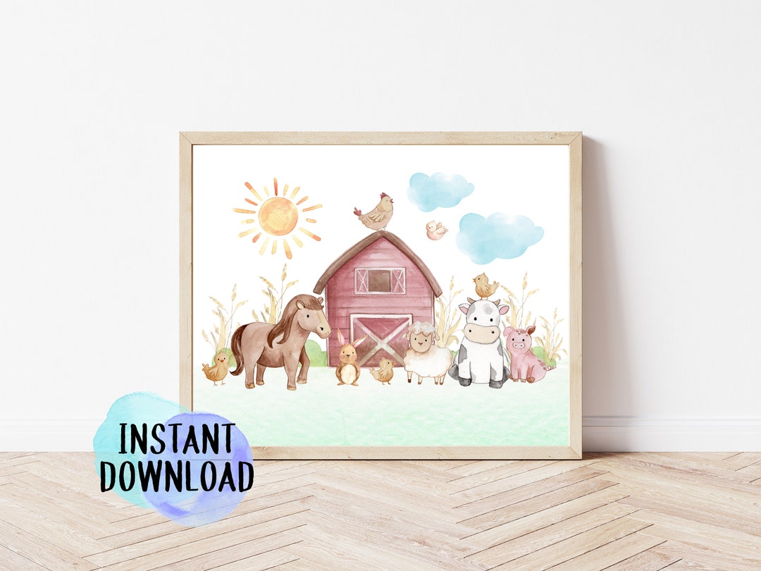 Printable Farm Animals Wall Art | Cute Barn Nursery Print | Nursery ...