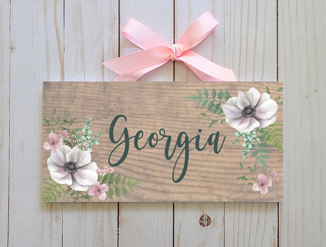 Floral Nursery Name Sign | Watercolor Flower Print, Baby Room Decor - Etsy