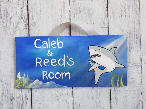 Shark Child S Name Sign Shark Door Sign Boys Bedroom Decor Undersea Bedroom