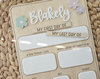 Back to School Photo Prop | Personalized School year Board | First and Last Day of School Board