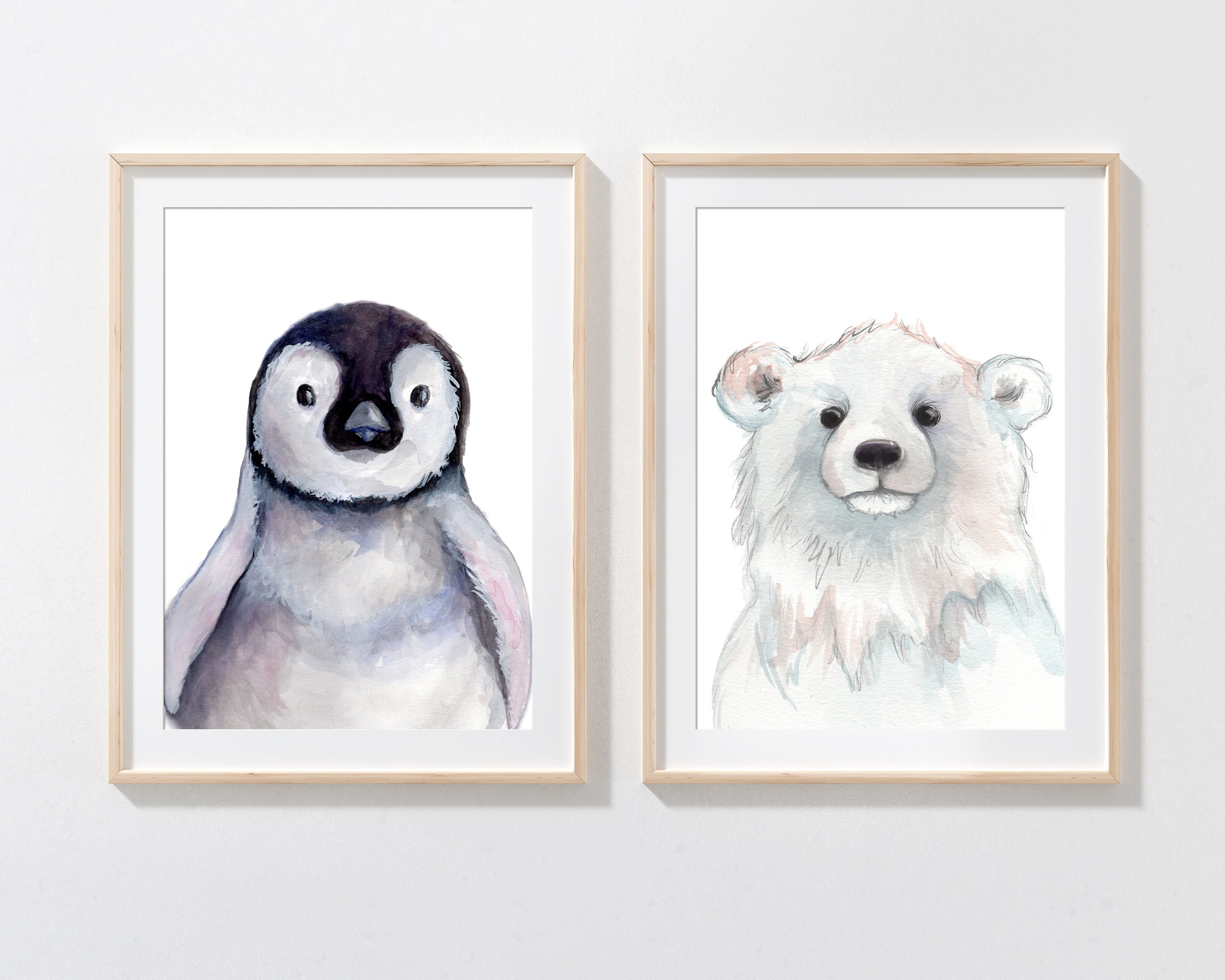 Polar Bear and Penguin Nursery Prints/ Watercolour Animal - Etsy Hong Kong Polar Bear and Penguin Nursery Prints/ Watercolour Animal - Etsy Hong Kong