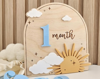 Sunshine Monthly Milestone Discs | Celestial Sun Baby Month Photo Prop