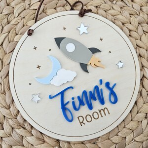Rocket Ship Space Name Sign | Child's Bedroom Door Name Plaque - Etsy