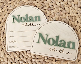 Personalized Newborn Name Sign | Birth Announcement Name Sign | Birth Statistics Baby Name Sign | Baby Photo Prop