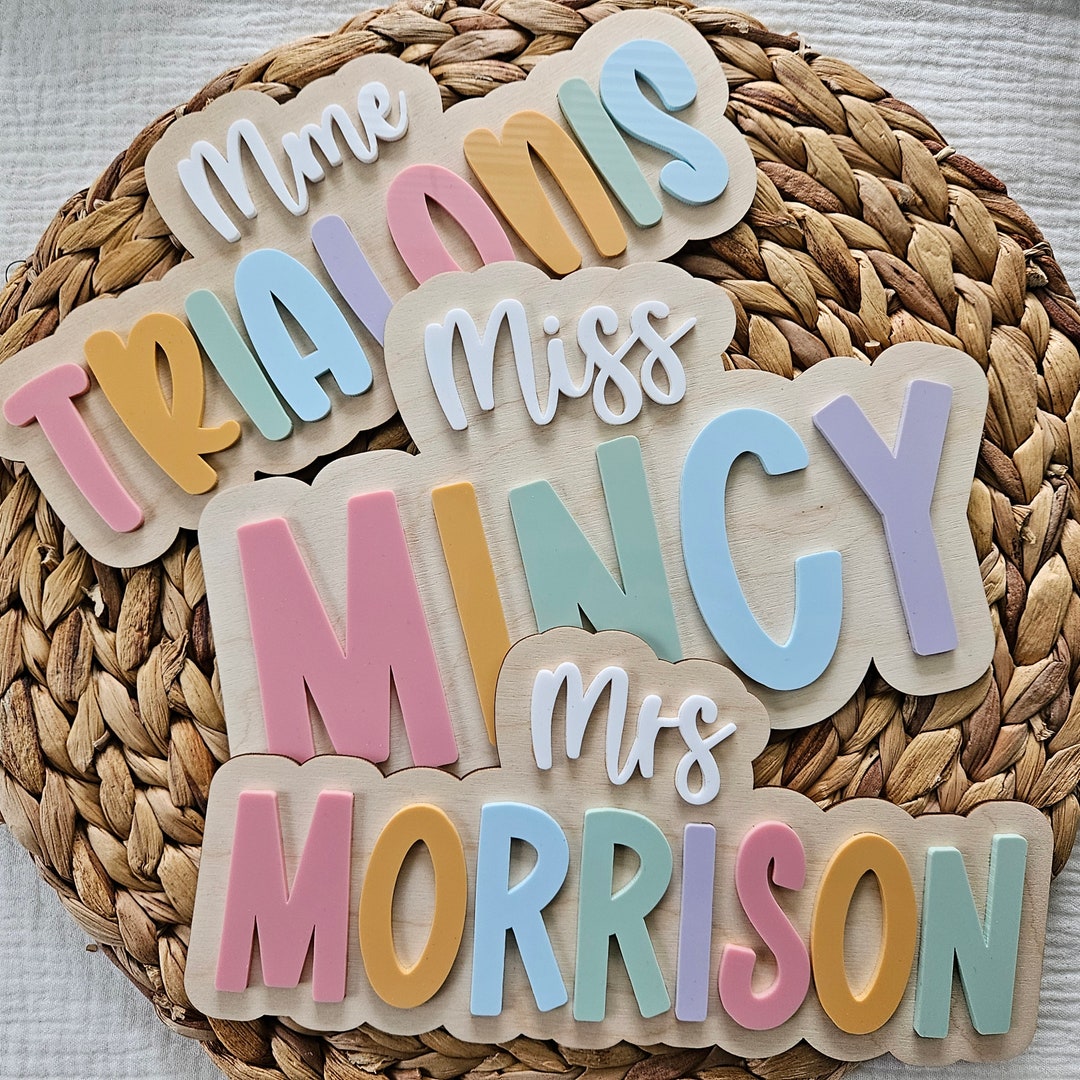Custom Teacher Name Sign | Personalized Teacher Name Plaque for Desk or Door | Gift for Teacher
