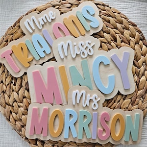 Custom Teacher Name Sign | Personalized Teacher Name Plaque for Desk or Door | Gift for Teacher