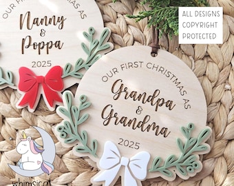 Décoration de Noël pour grands-parents | Cadeau de Noël pour les nouveaux grands-parents | Décoration personnalisée pour tante ou oncle