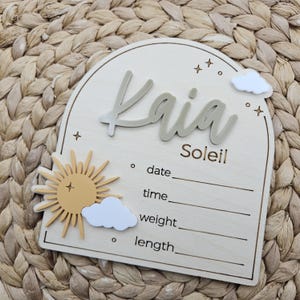 Sunshine Baby Birth Announcement Sign | Laser Cut Baltic Birch image 15