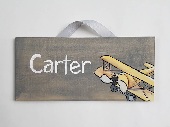 Vintage Airplane Room Decor Vintage Airplane Name Sign Travel Themed Bedroom Child S Door Sign