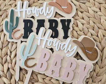 Rodeo Cowboy Baby Shower Cake Topper | Howdy Baby Cake Topper | Rodeo Party Decor  | Baby Shower Decor